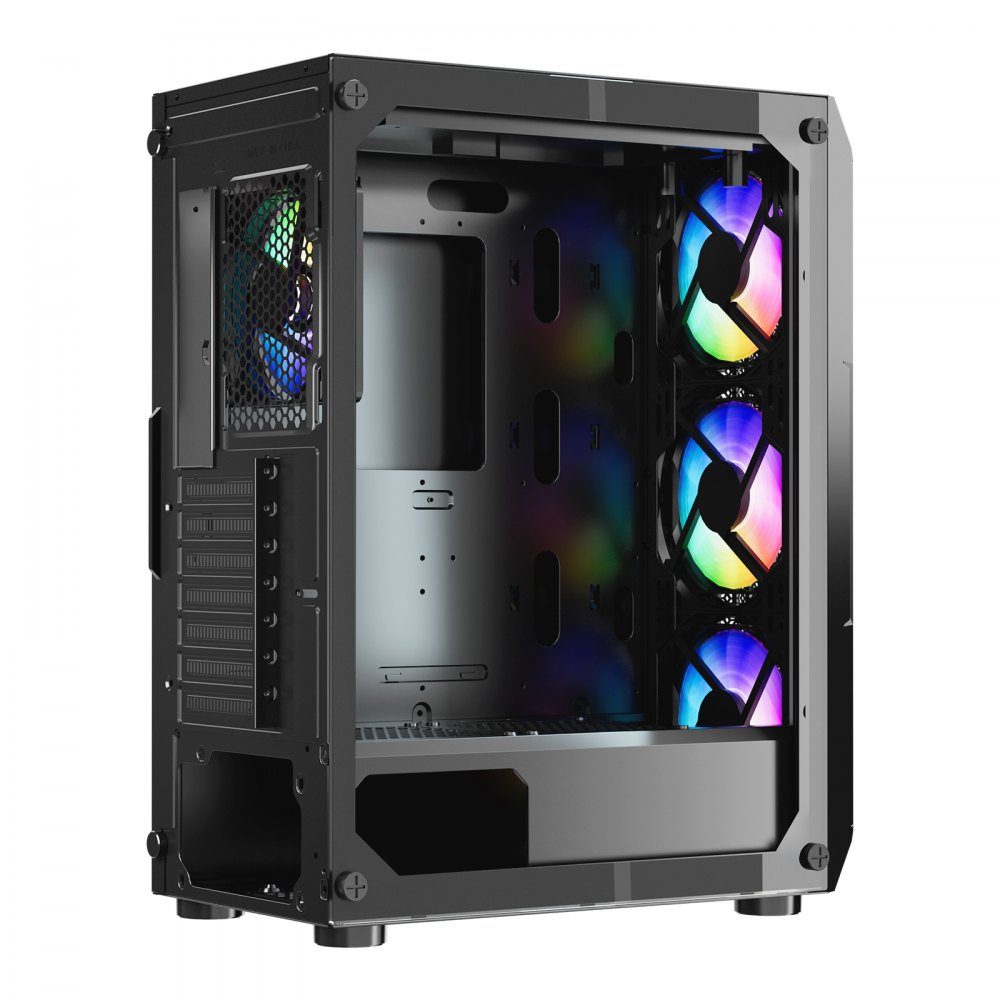 PC Gaming Case, Mid-Tower, High Airflow Tempered Glass Panel, Dust Filter, 4x 120mm ARGB Fans, Cable Management, for GPUs up to 320mm Length, for ATX / M-ATX / ITX