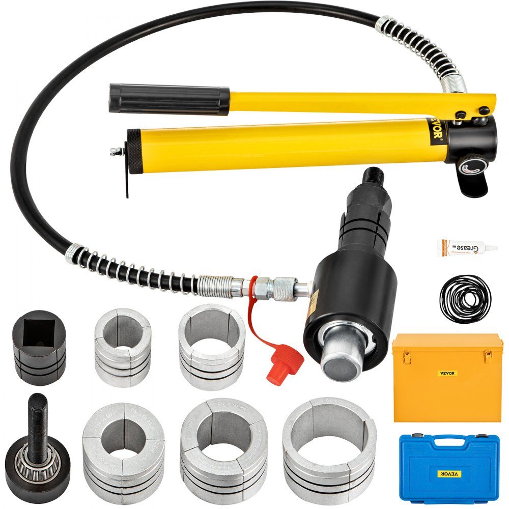 Hydraulischer Auspuffrohr-Expander, Größe 1,6 Zoll bis 4,25 Zoll, 10T, manueller hydraulischer Rohr-Expander mit 4 Matrizen und 2 Aufbewahrungskoffern für Kupfer- und Aluminiumrohre in der Autoreparatur