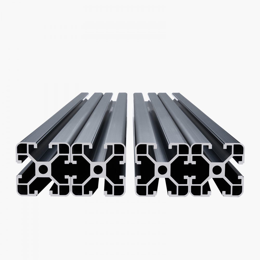 Lot de 4 profilés d'extrusion d'aluminium 4040 à rainure en T de 600 mm, norme européenne, profil de rainure de rail linéaire anodisé pour imprimante 3D, machine CNC, gravure laser DIY, noir