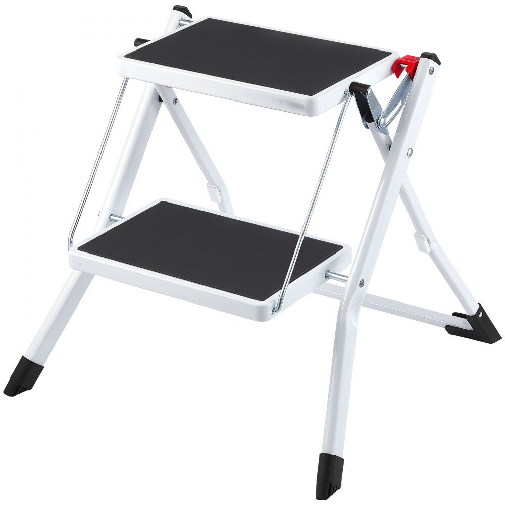 Household ladder 500x480x450mm folding step ladder made of steel step ladder 2 steps step ladder 150kg load capacity folding step double step ladder 445mm high kitchen ladder non-slip step stool