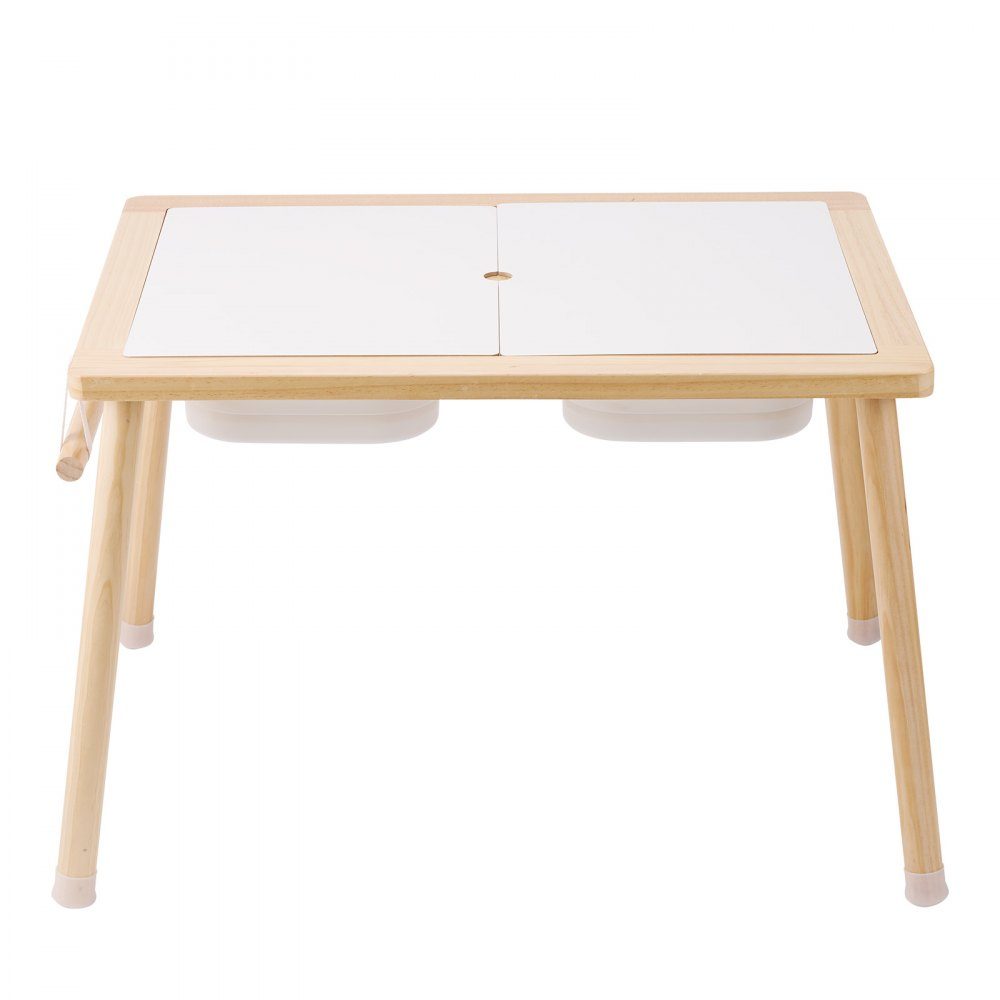 Sensory Table, Kids Activity Table with 3 Foldable Storage Bins and Paper Roll Holder, Sand and Water Table, Wooden Sensory Drawing Table, Gifts for Kids