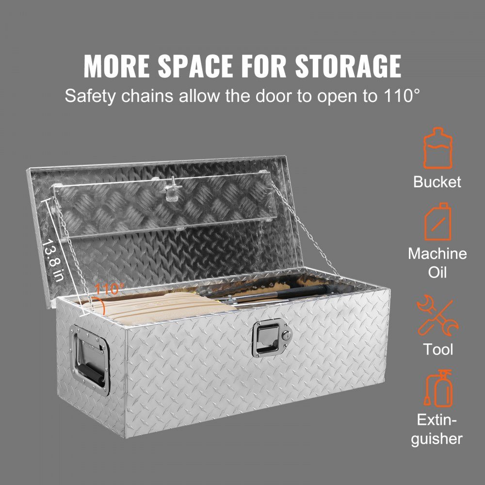 762 x 330 x 244 mm gereedschapskist voor vrachtwagenbed, afsluitbare 64 l vrachtwagenkist gereedschapskist opslag gereedschapskist, 30 kg draagvermogen gereedschapskist organizer voor camper, auto enz.