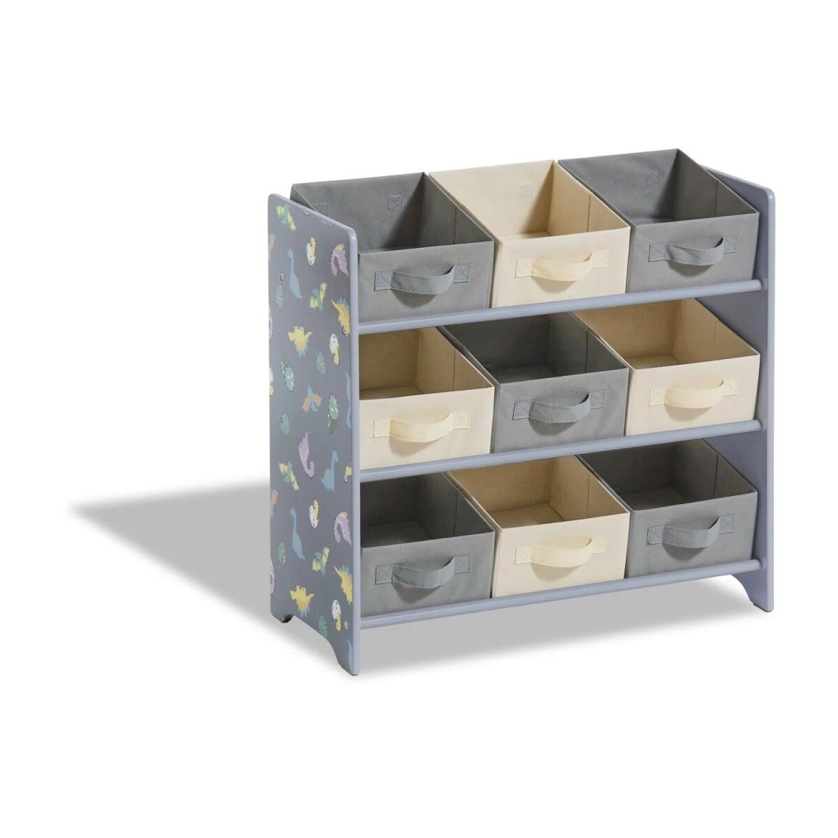 LIVARNO home Children's Storage Rack with 9 Removable Textile Boxes (Dinosaur/Grey)