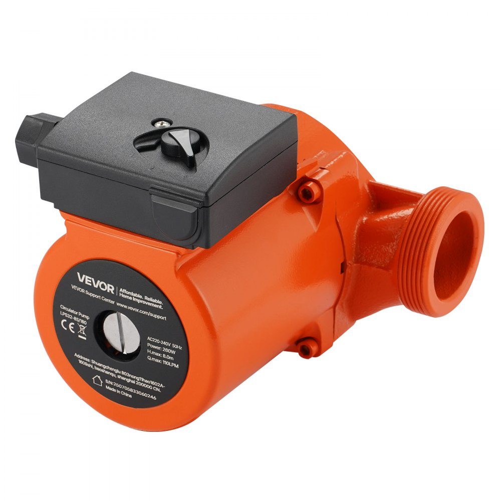 LPS32-8S/180 Cast Iron Circulation Pump 3/8HP 110L/min Hot Water Circulation Threaded Connection 3 Level Speed ​​Adjustment Quiet Operation for Home Heating Systems Inlet and Outlet Ports Both 2"