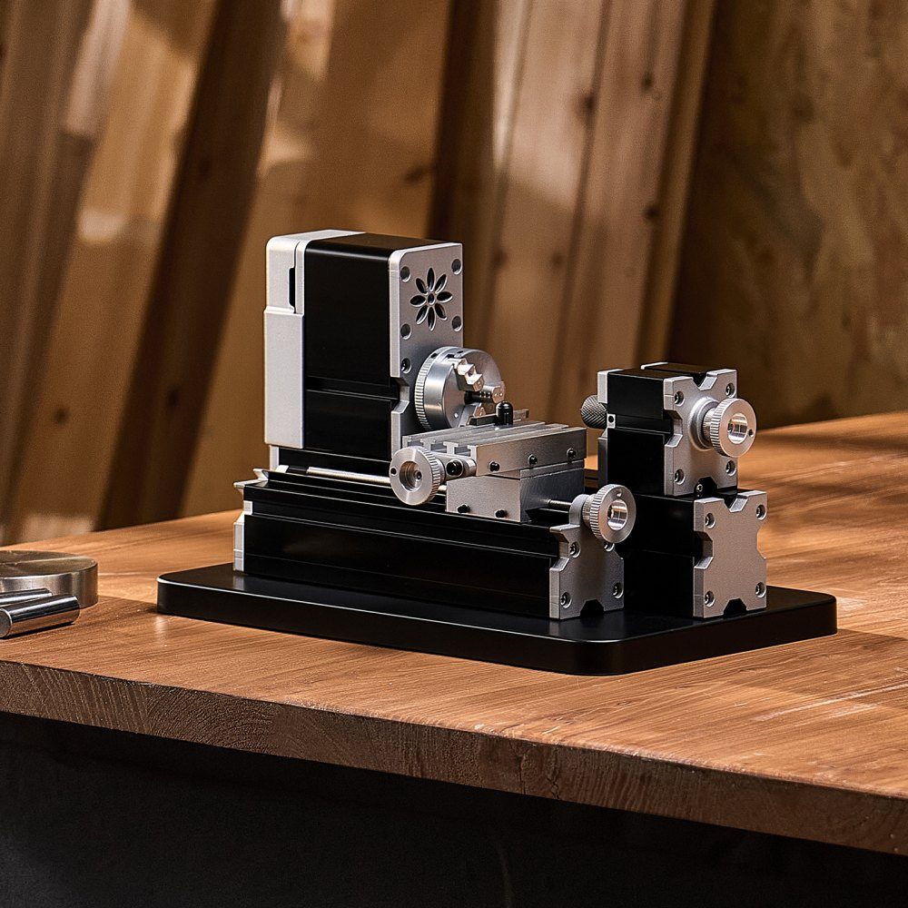 Mini metal lathe 70x130 mm, milling machine 20000 rpm, 36W high performance motor, 3-jaw chuck, didactic metal lathe with protection for machining precision parts