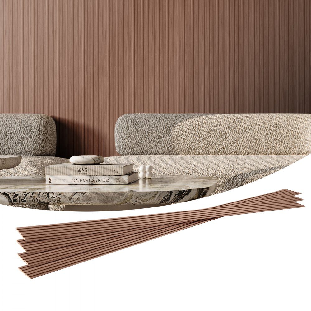 Akustikplatten, Set mit 8 Akustikplatten, 2450 x 166 mm, WPC-Akzent-Wandpaneele aus Holz für moderne Innenwände, Kunstholz-Wandpaneele für stilvolles Dekor und Geräuschreduzierung, graue Eiche