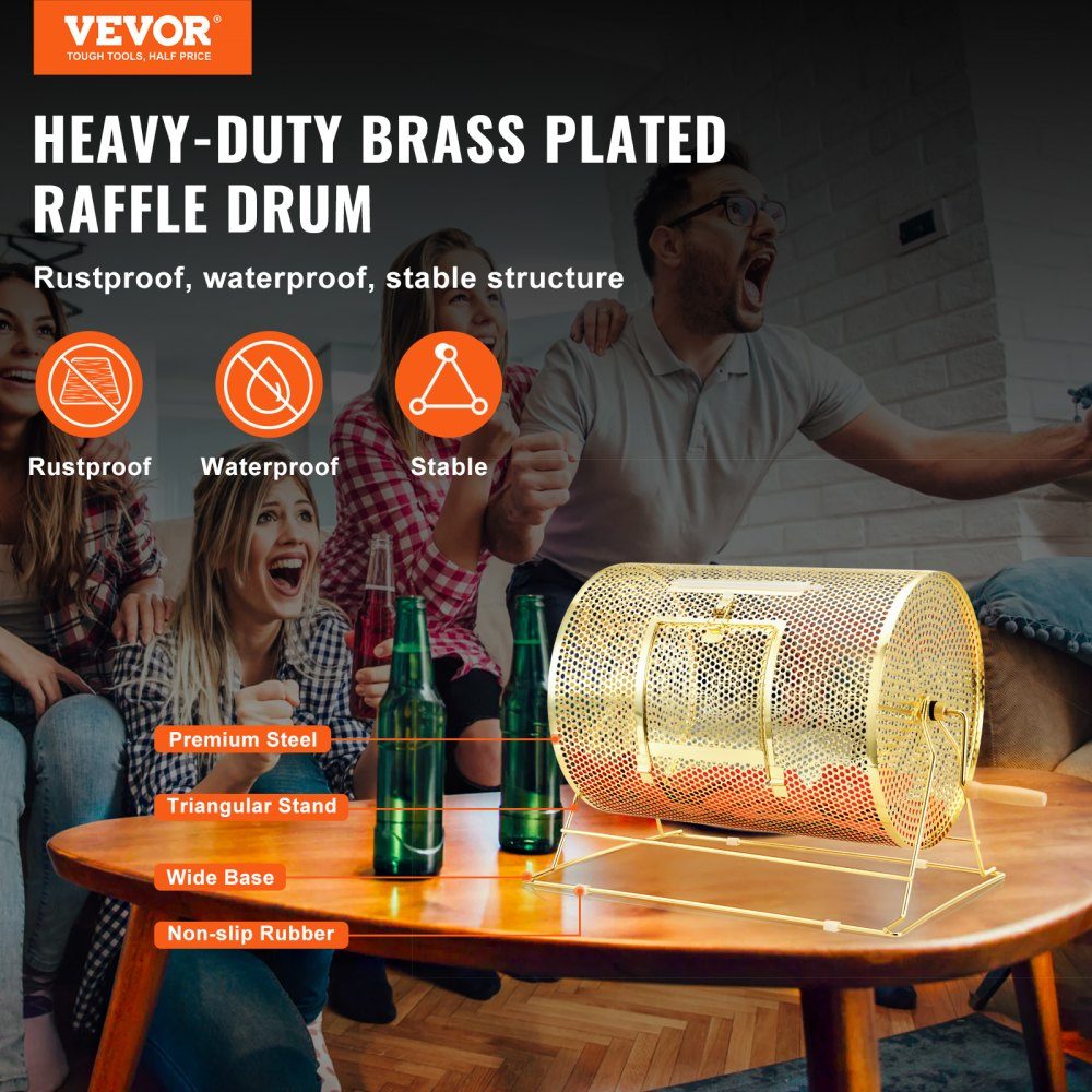 Lotto drum Glückskind 5000 tickets or 300 raffle balls capacity, professional lottery rotating cage made of metal, lottery turntable, lottery box for lottery games Golden