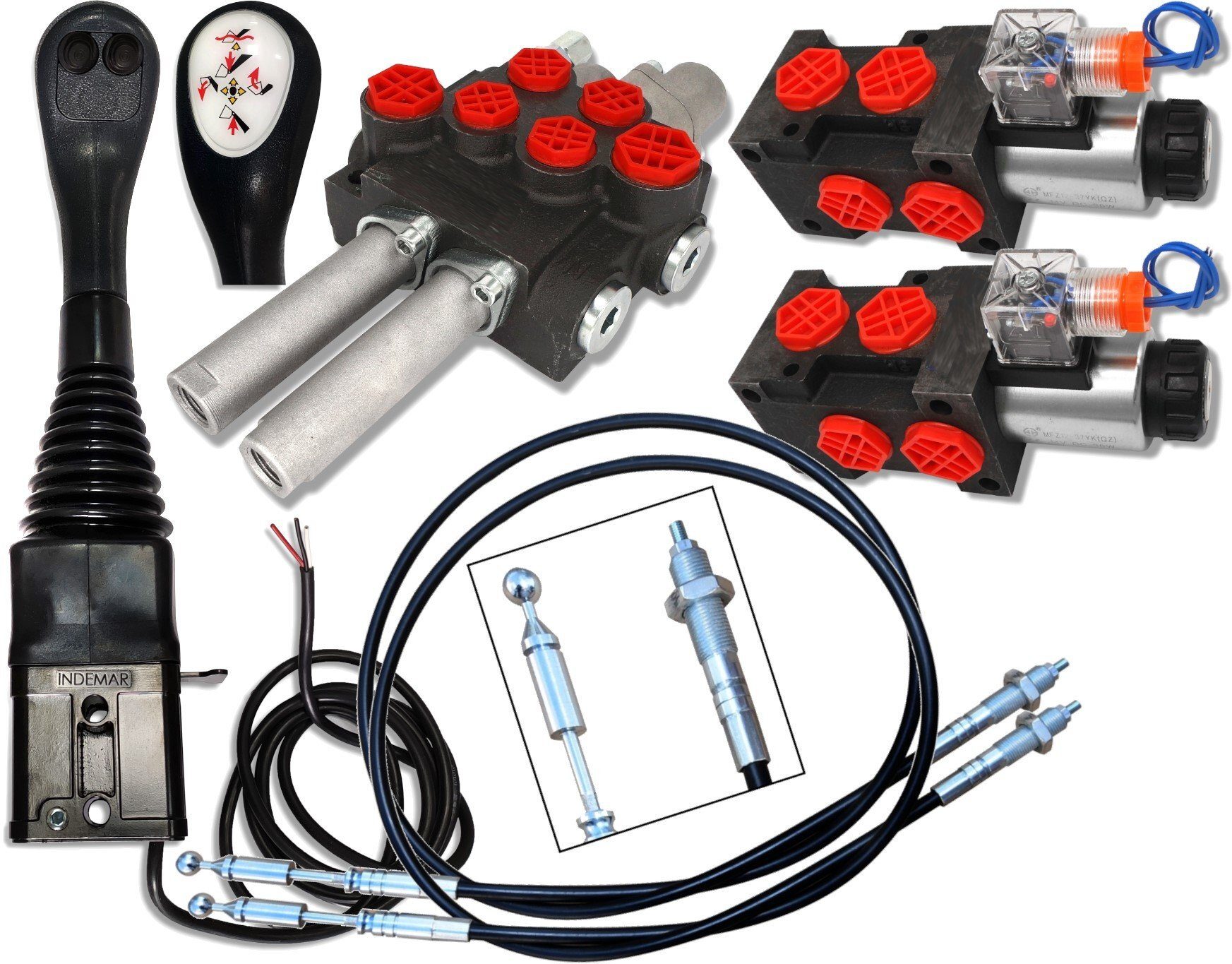Rozdzielacz hydrauliczny 4 Joystick SEK 40L SET Cięgno Bowdena Zawór elektromagnetyczny ładowacza czołowego