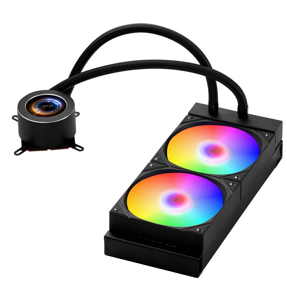 CPU Liquid Cooler AIO CPU Water Cooler - 120mm PWN Fan and Pump PC Water Cooling with 2" LCD Display and ARGB Light for Intel 115X/1366/2011/1700/1200 AMD AM4/AM5