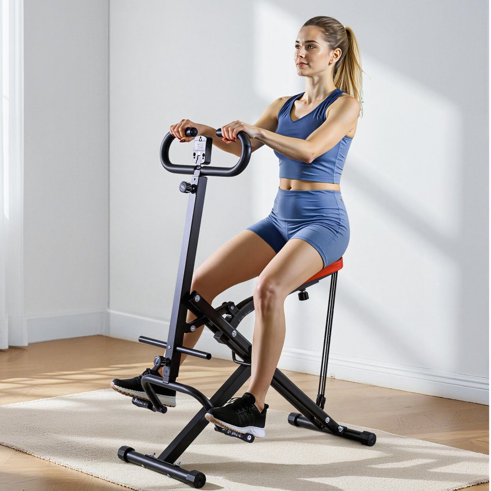 Squat Machine for Deep Squats, Folding Exerciser, Glute Trainer with 5 Level Adjustable Seat, Home Exercise Machine for Buttocks and Legs, Glute Machine Black