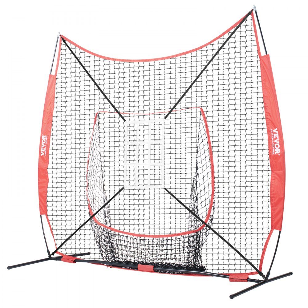 94" x 42" x 84" Baseball Softball Practice Net, Portable Baseball Training Net for Batting, Catching, Pitching, Backstop Equipment with Arch Frame, Carry Bag, Strike Zone, Balls, Ball Collector