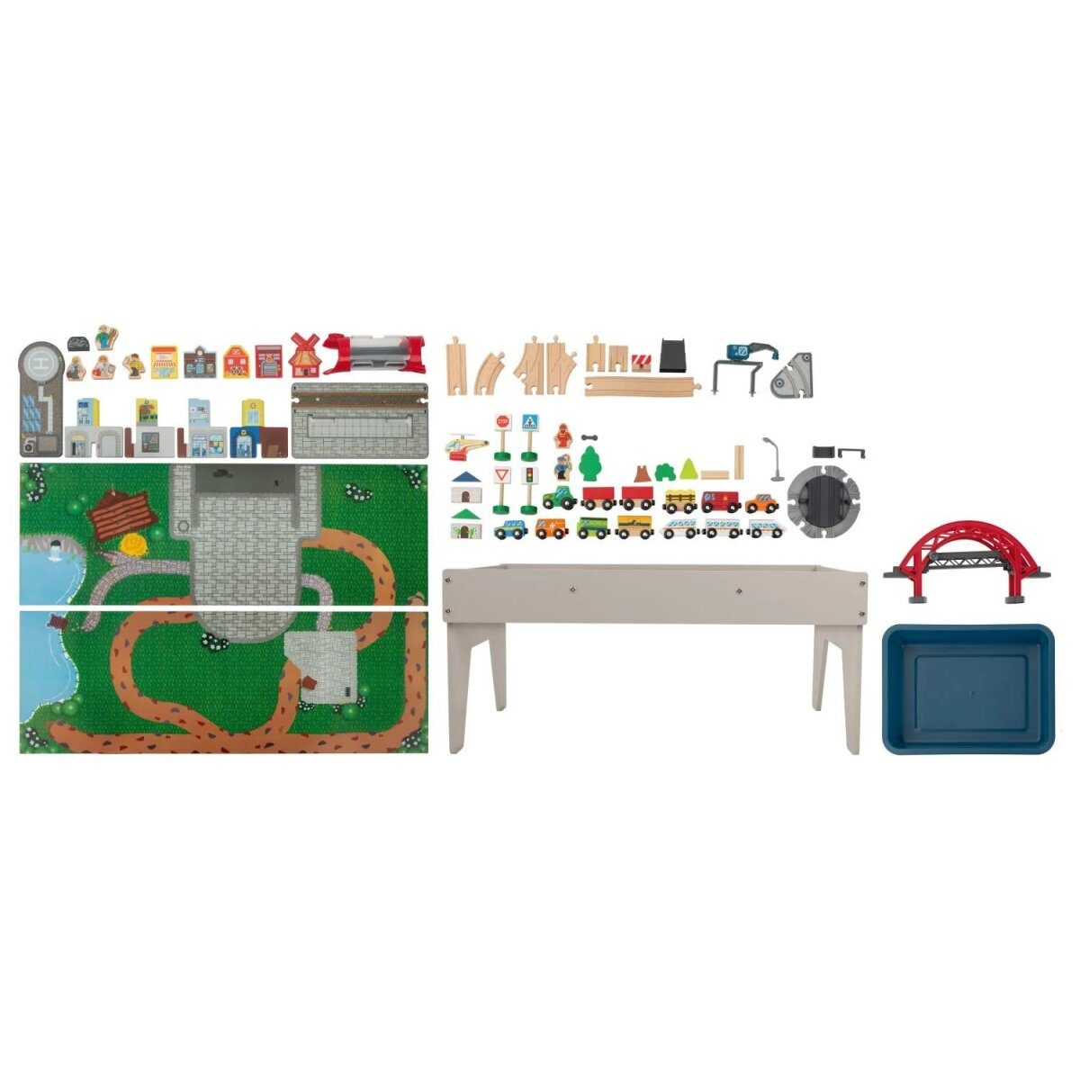 Table de jeu train en bois LUPILU®, 100 pièces