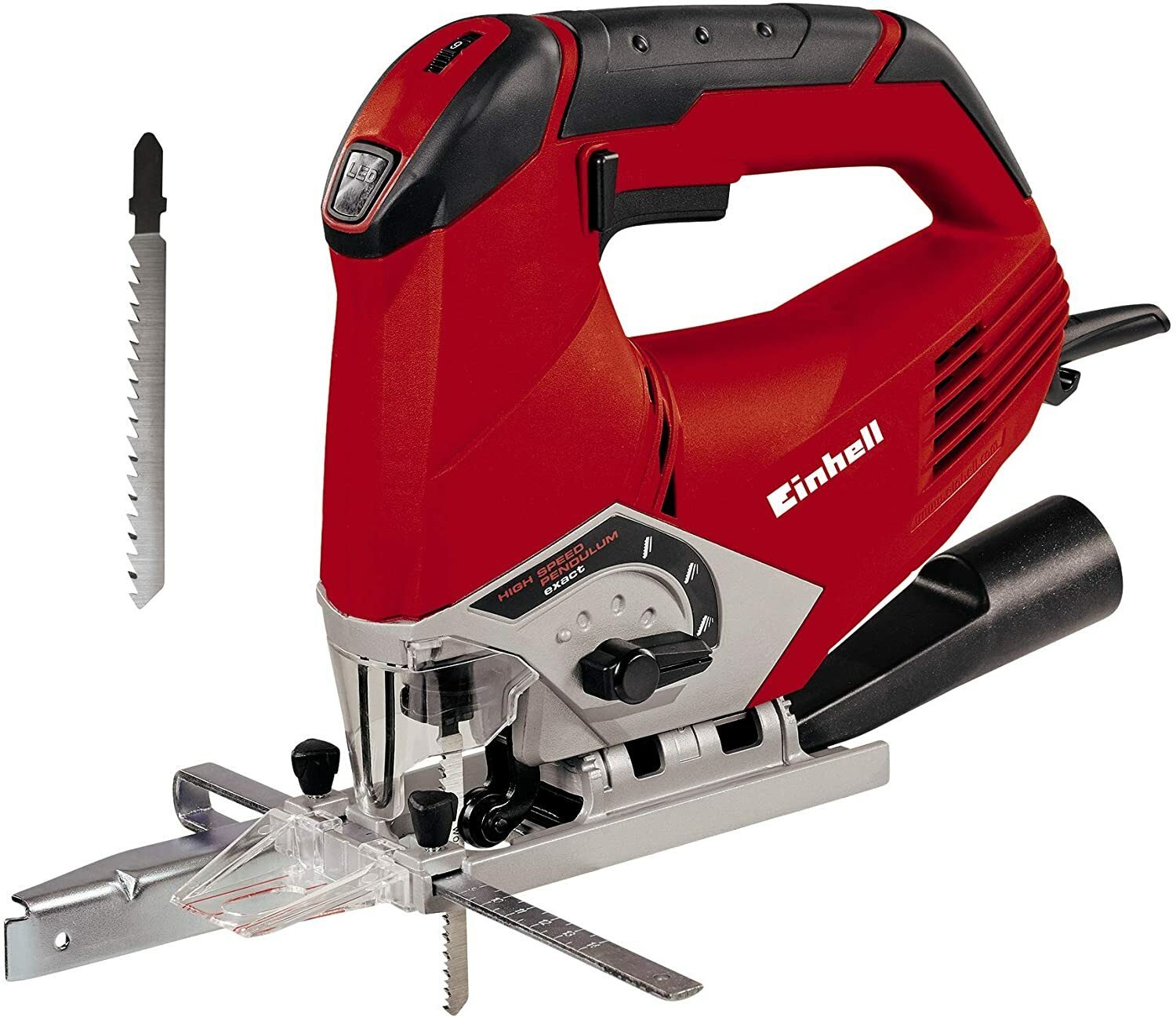 Einhell jigsaw TE-JS 100 (750 W, max. 100 mm, 45° bevel cut, stroke rate control, 4-stage pendulum stroke, suction adapter, rip fence, LED light, case)