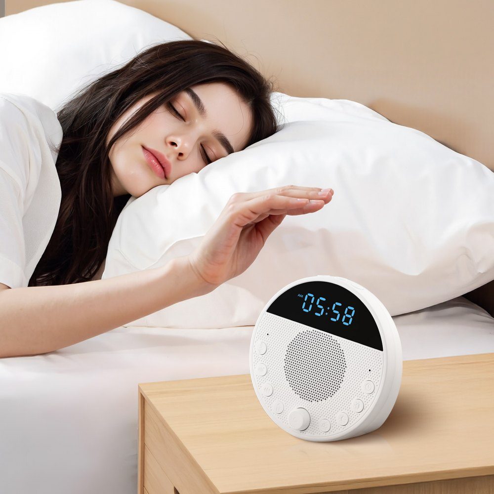 Sleep Aid, White Noise Device, 18 Music Tracks, 7 Color Night Light, 6-in-1 White Noise Sound Device with Dual Alarms, APP, Auto Off Timer and Memory Function