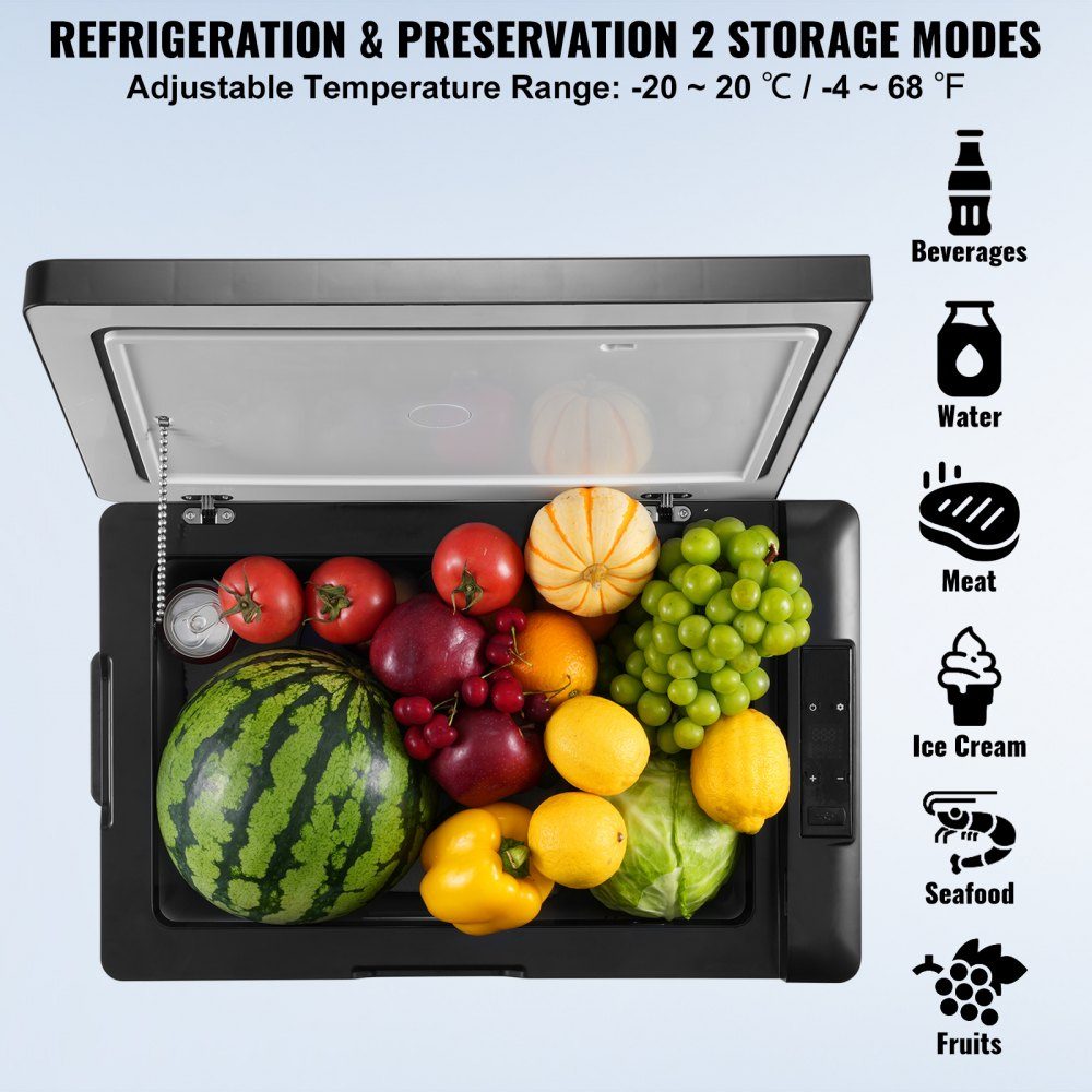 Car Refrigerator, 12V Car Refrigerator, 70L Portable Single Zone Freezer, Adjustable Range from -4℉ to 68℉, 12/24V DC und 100-240-V-AC- Compressor Cooler for Outdoor, Camping, RV