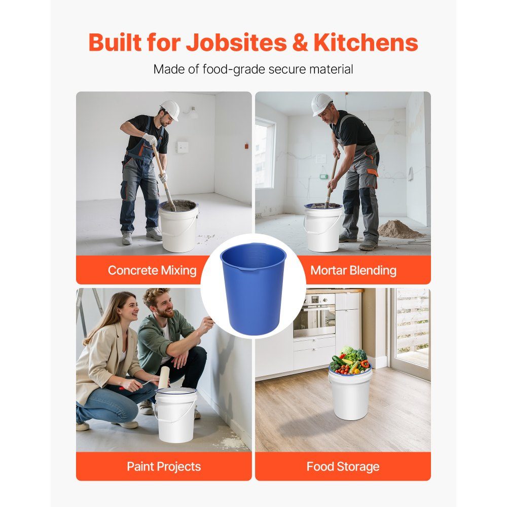Bucket Liner 6L Silicone Concrete Mixer Bucket Liner Reusable for Mixing Thin Set Mortar, Paint, Concrete and Epoxy Resin Food Grade Bucket Liner Blue