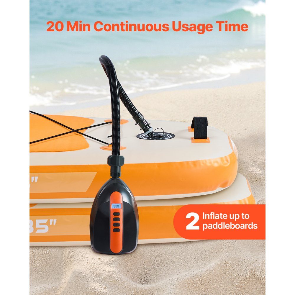 Pompka do paddleboardu (20 PSI), elektryczna pompa powietrza SUP z prędkością napełniania 70 l/min, automatyczne wyłączanie i 12-V-Gleichstromanschluss, inflacja idealna do nadmuchiwanych namiotów do paddleboardu