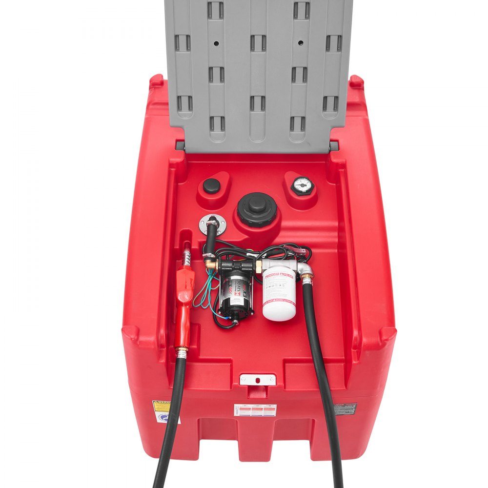 Portable Diesel and Petrol Tank, 440L, 45L/min Flow Rate, Diesel Fuel Tank with 12V Transfer Pump, 4m Hose, Automatic Refueling Nozzle, Fuel Transport Transfer Tank, Red
