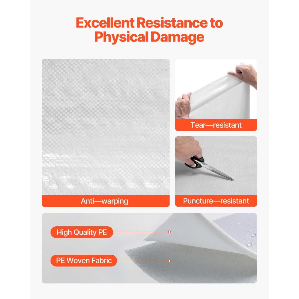 House film 2.74 x 45.72 m, vapor barrier film, 0.13 mm thick, vapor barrier, high-performance vapor barrier film for tear-resistant, vapor barrier tarpaulin for residential and commercial buildings, white
