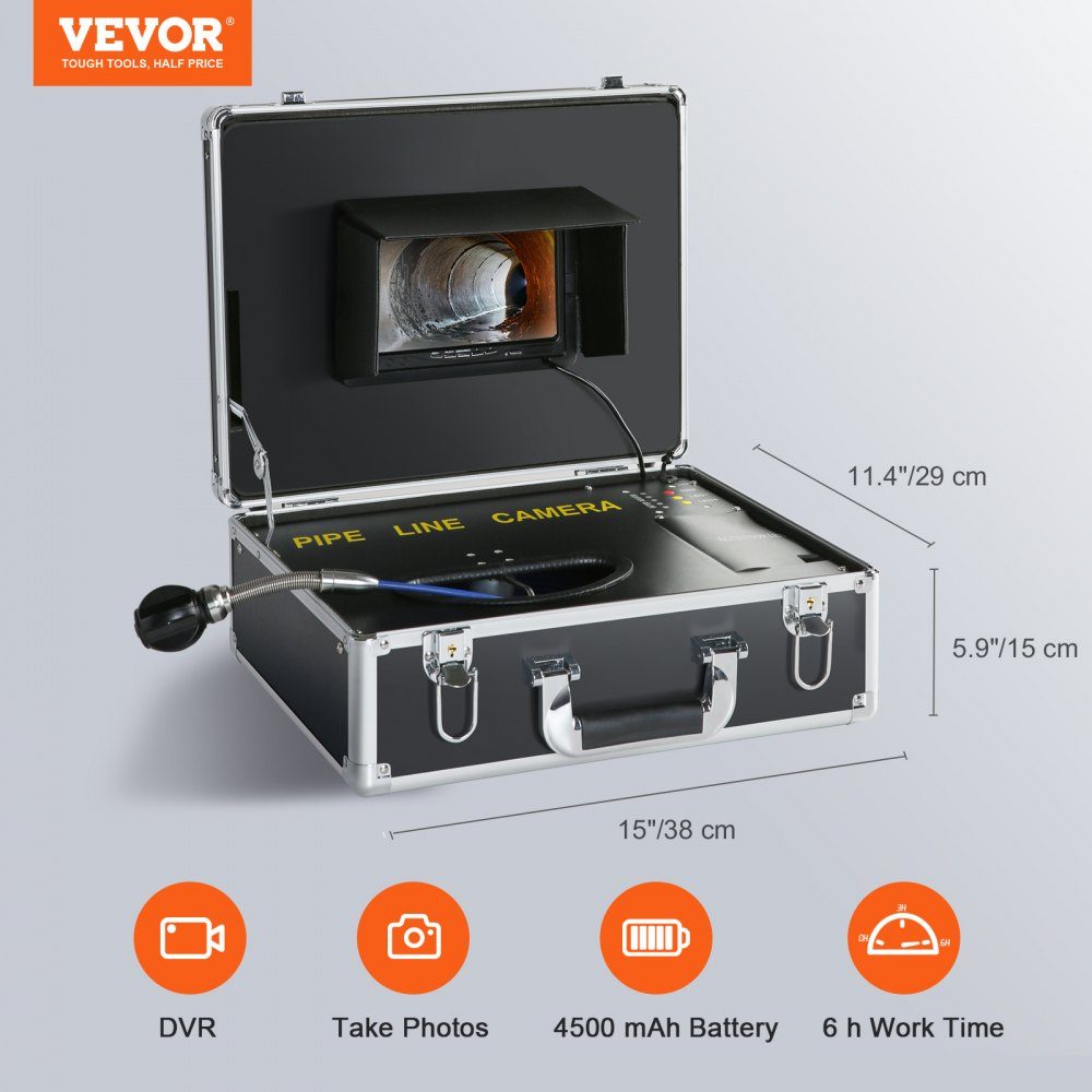Professionelle 7" 480p Rohrkamera 30m Kanalkamera Endoskop 1000TVL Inspektionskamera 130° Betrachtungswinkel 25mm Kameradurchmesser 4500 mAh Akku für 6 Stunden Endoskopkamera Rohr DVR & Fotoaufzeichnung