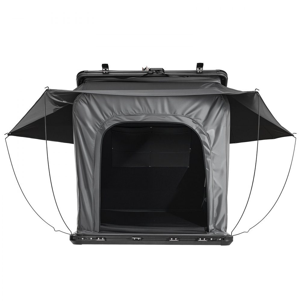 Tente de toit de voiture à coque rigide pour 2-3 personnes, tente de camping en aluminium avec éclairage LED tricolore et 1 fenêtre, imperméable et coupe-vent, pour pick-up Jeep SUV, 256 x 222 x 152 cm (déplié)
