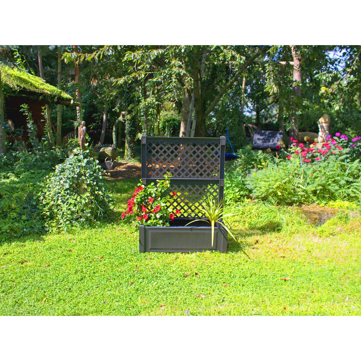 KHW plantenbak met traliewerk, L 100 cm, 110 liter, van robuust kunststof (antraciet) overige KHW plantenbak met traliewerk, L 100 cm, 110 liter, van robuust kunststof (antraciet) overige