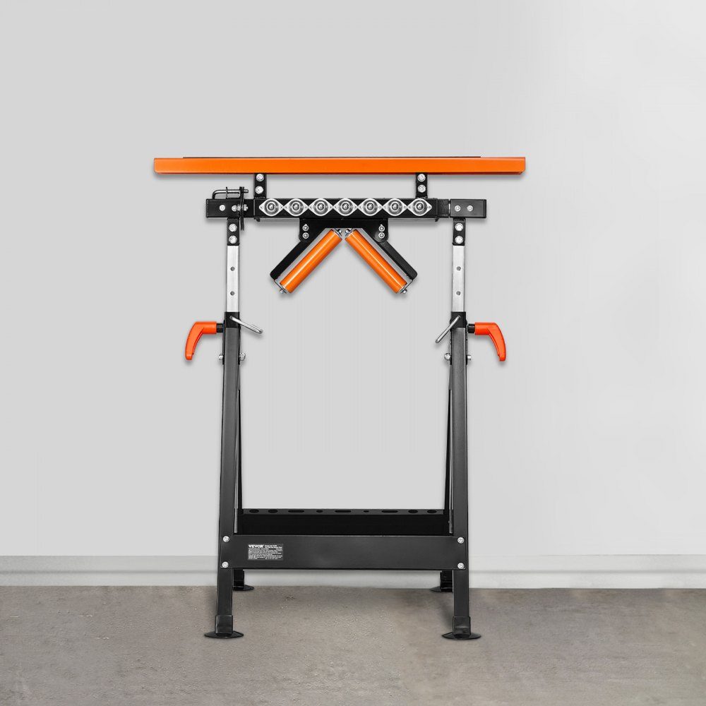 4-in-1-Rollenständer 200 kg, Rollenständer 84–127 cm höhenverstellbar, Arbeitsständer mit Gestell und poliertem multidirektionalem Rollenkopf, für Tischkreissägenauslauf, Verlängerungsunterstützung