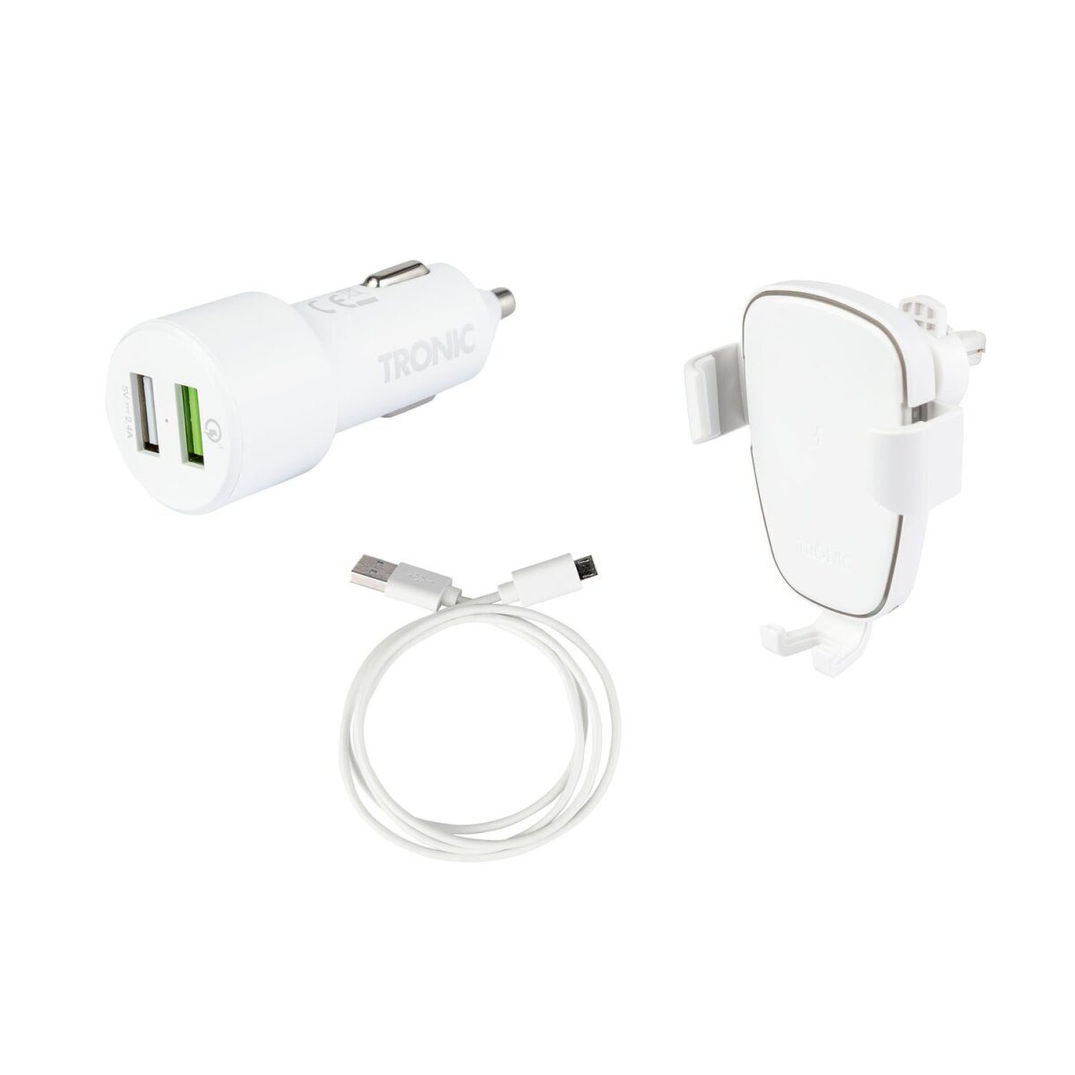Uchwyt samochodowy do smartfona TRONIC® z ładowarką Qi® »TKHQ 10 A1«, 10 W (biały)