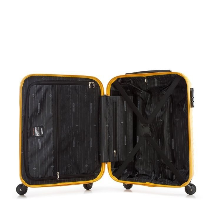 Valise premium valise de voyage valise de bord avec baleines plastique ABS 34l jaune