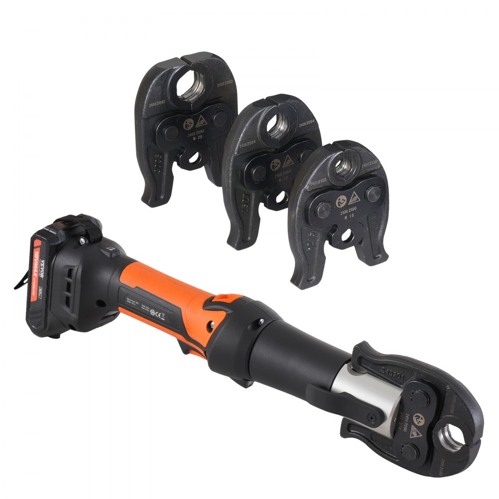 Ensemble d'outils de pressage et de batterie, pince à presser les tuyaux, outil de sertissage de tuyaux électrique avec mâchoires M15, M22, M28, ensemble d'outils de pressage avec 2 batteries 18 V 2,0 Ah, chargeur rapide et sac de transport