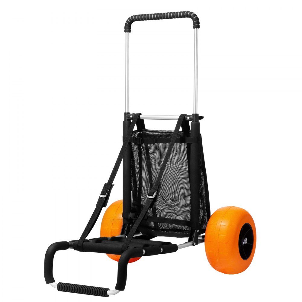 Strandwagen handkar zandkar, strandwagen 74,84 kg laadvermogen, opvouwbare zandkar van aluminium 685-1135 mm in hoogte verstelbaar, wagen voor op het strand 76 x 39 cm laadruimte