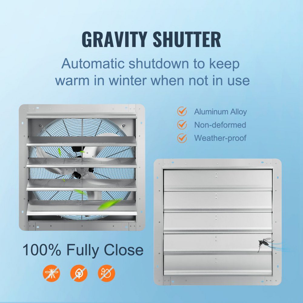 Afzuigventilator 610 mm 1400 RPM 2892CFM wandgemonteerde aluminium zolderventilator met AC-motor ventilatie en koeling voor kas garage schuur winkel – Artikelnr. HT-22742