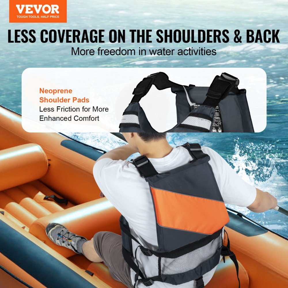 Water Sports Life Jacket PFD 110N Buoyancy Vest Waterproof Nylon Life Jacket for Water Activities Fishing Kayaking Surfing Boating Men Women XL
