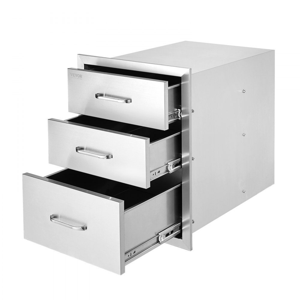 Buitenkeuken, roestvrijstalen grillladen met drievoudige toegang en chromen handgreep, 458 x 585 x 588 mm