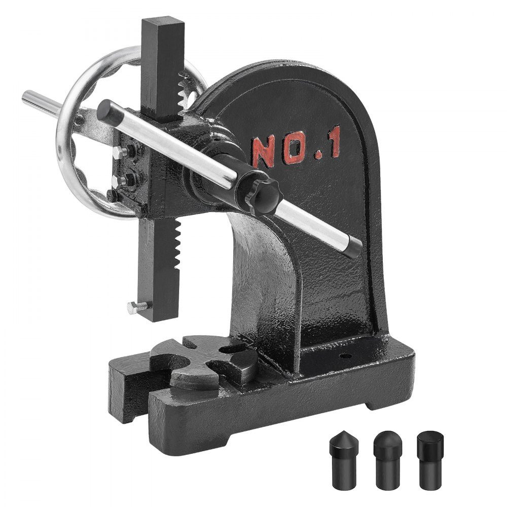 Mandrel Press, 1 Ton Hand Lever Press, Manual Mandrel Press Precision Hand Press, 135mm Maximum Height, Desktop Manual Cast Iron Punch Press for Punching, Bending, Stretching, Forming