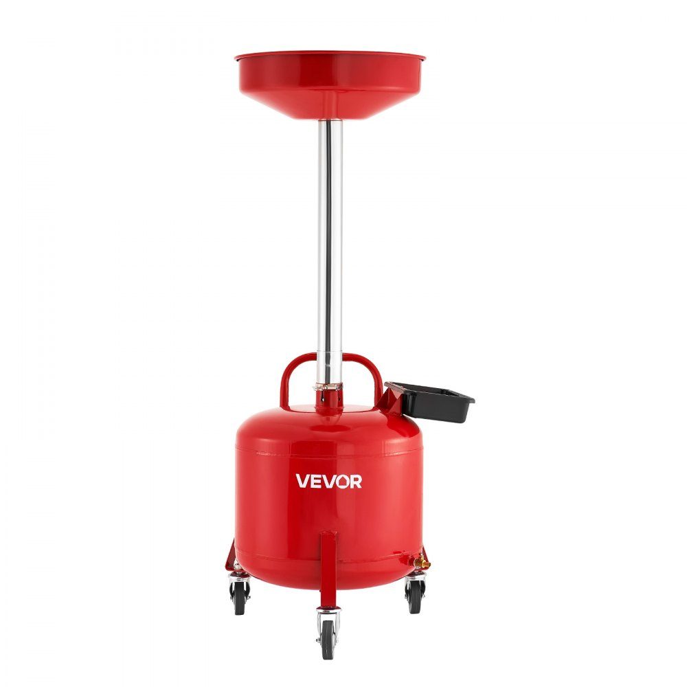 Oil Catch Trolley 30L, Oil Catch Trolley with Adjustable Funnel Height, Oil Catch Container with Wheels and Tool Box, Liquid Fuel Drain for Auto Workshop, Red