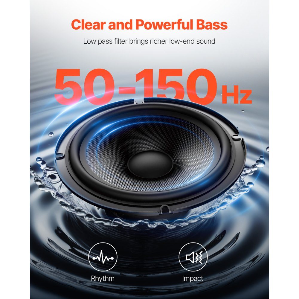 Subwoofer samochodowy pod siedzeniem 440 W 254 mm Smukły subwoofer samochodowy pod siedzeniem z wbudowanym wzmacniaczem, wejściem wysokiego/niskiego poziomu i regulacją głośności dla SUV-ów Ciężarówki