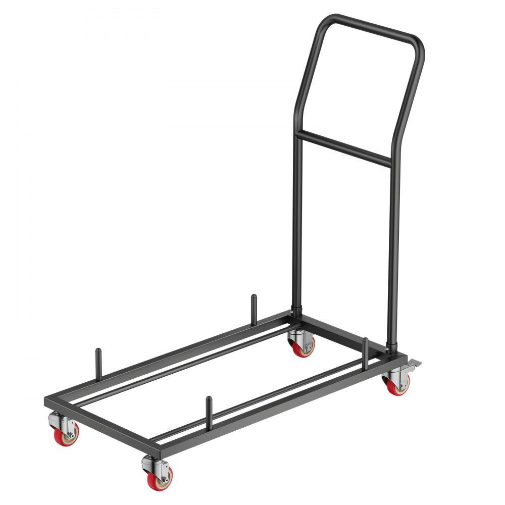 Klappbarer Stuhlständer, 300 Pfund Tragkraft, L-förmiger horizontaler Stuhlwagen für 25 Stühle, robuster Stuhlaufbewahrungswagen aus Metall mit Gummirädern und Halterungen, großer Stuhlhalter, mattschwarz