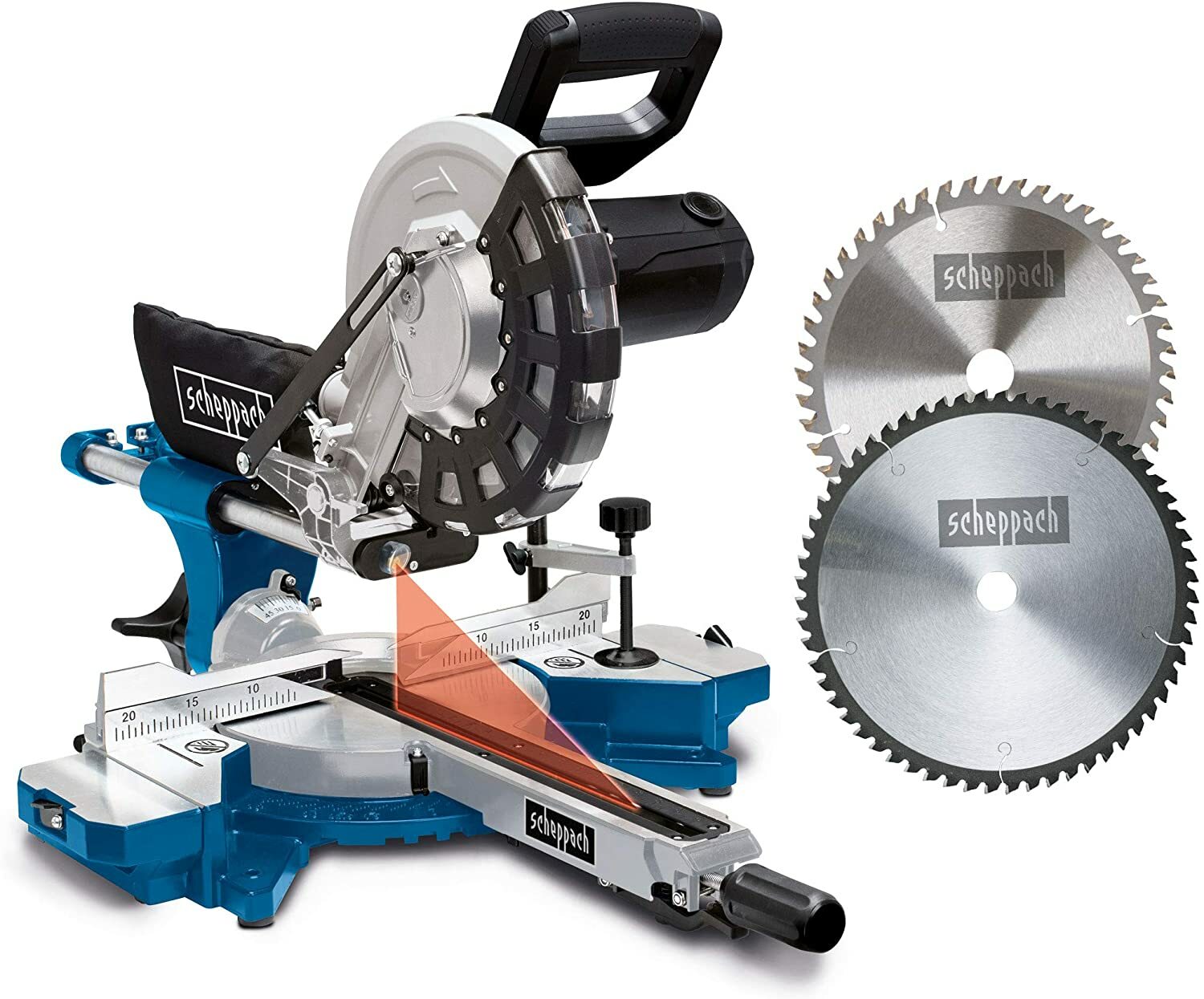 Scheppach HM254 afkortzaag 2000 W, Ø 255 mm zaagblad, 34 cm zaagbreedte, 9 cm zaaghoogte met snijlaser en LED, draaitafel met snelsluiting Scheppach HM254 afkortzaag 2000 W, Ø 255 mm zaagblad, 34 cm zaagbreedte, 9 cm zaaghoogte met snijlaser en LED, draaitafel met snelsluiting