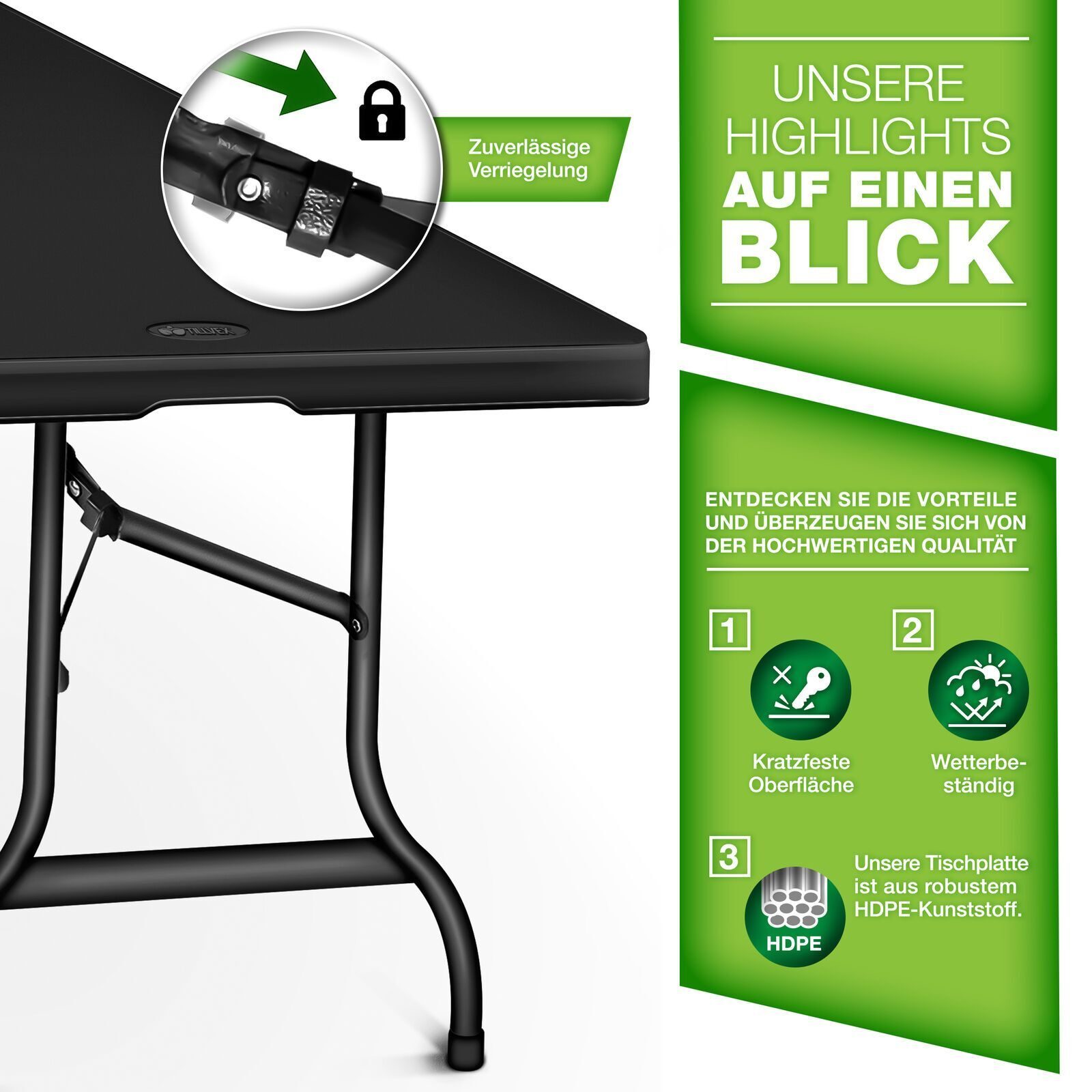 Outdoor folding table 180cm garden table buffet table camping table foldable garden