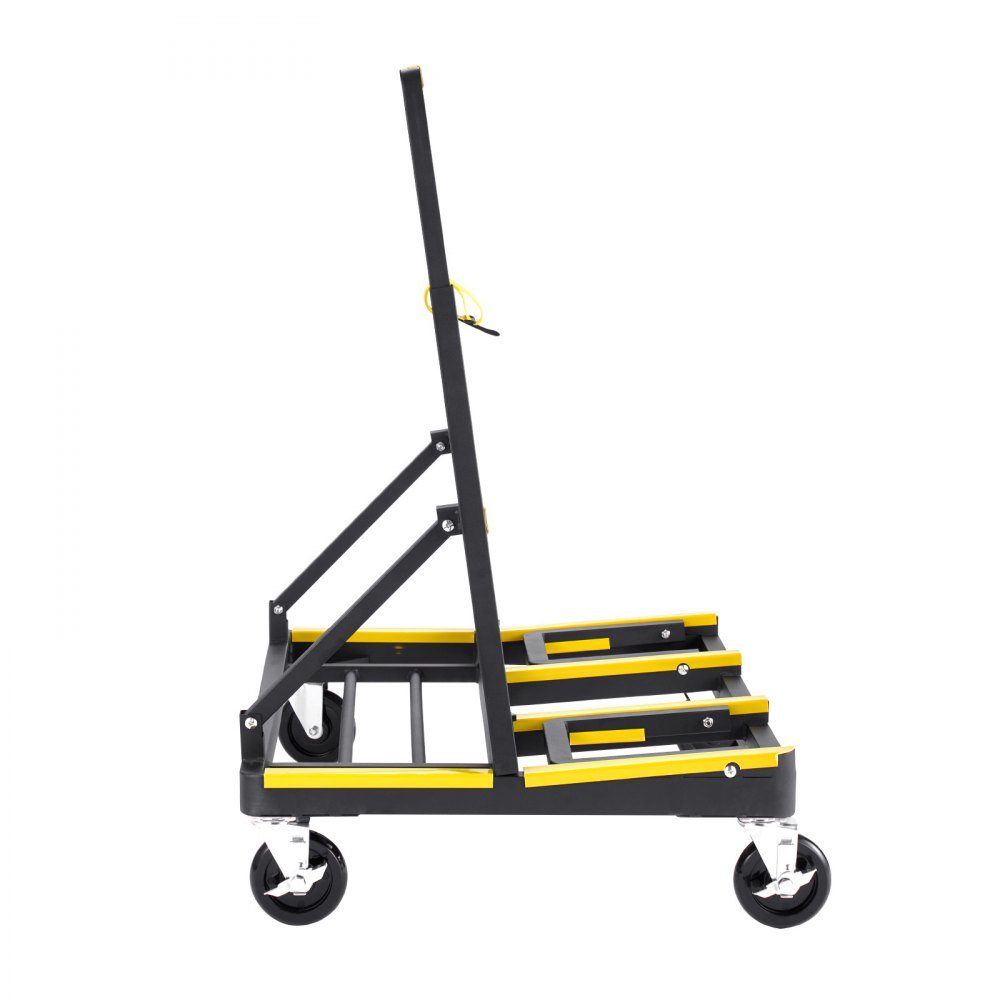 Panel trolley, 816 kg load capacity, transport trolley with 4 swivel castors & extendable loading area, folding panel trolley with lashing strap for transporting plywood, plasterboard, glass