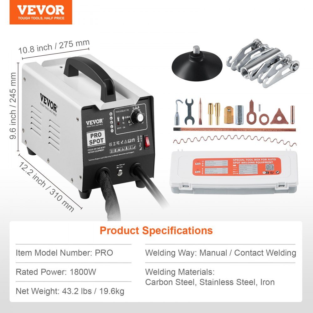 Dent Spotter, 1.8kW Spot Welder, Dent Puller with Auto/Manual Welding and 7 Versatile Modes, Body Spot Welder for Repairing Dents on Cars and Trucks