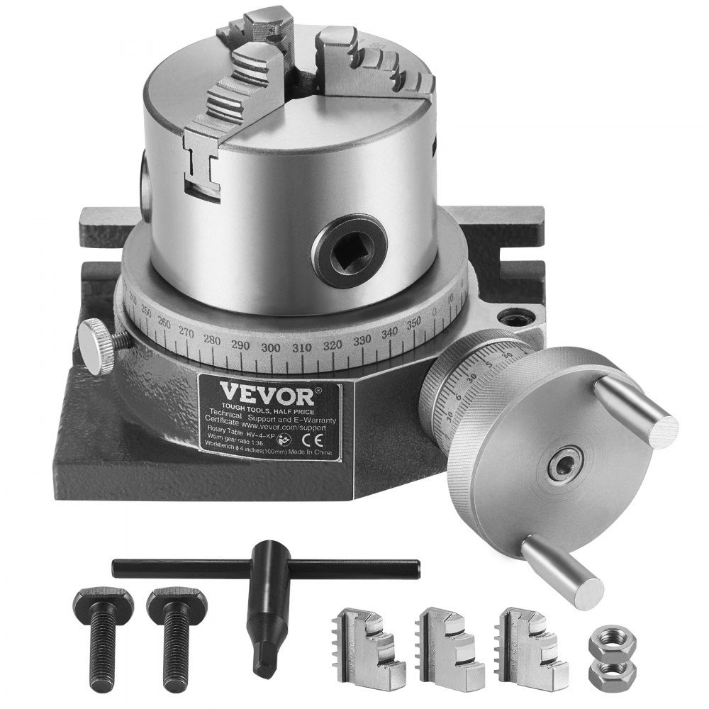 Fräsmaschinen-Drehtisch, 100 mm horizontales vertikales Modell, Präzisions-Fräsdrehtisch mit 80 mm 3-Backenfutter, M10 T-Bolzenmuttern für Frästechnik-Indizierungswerkzeuge