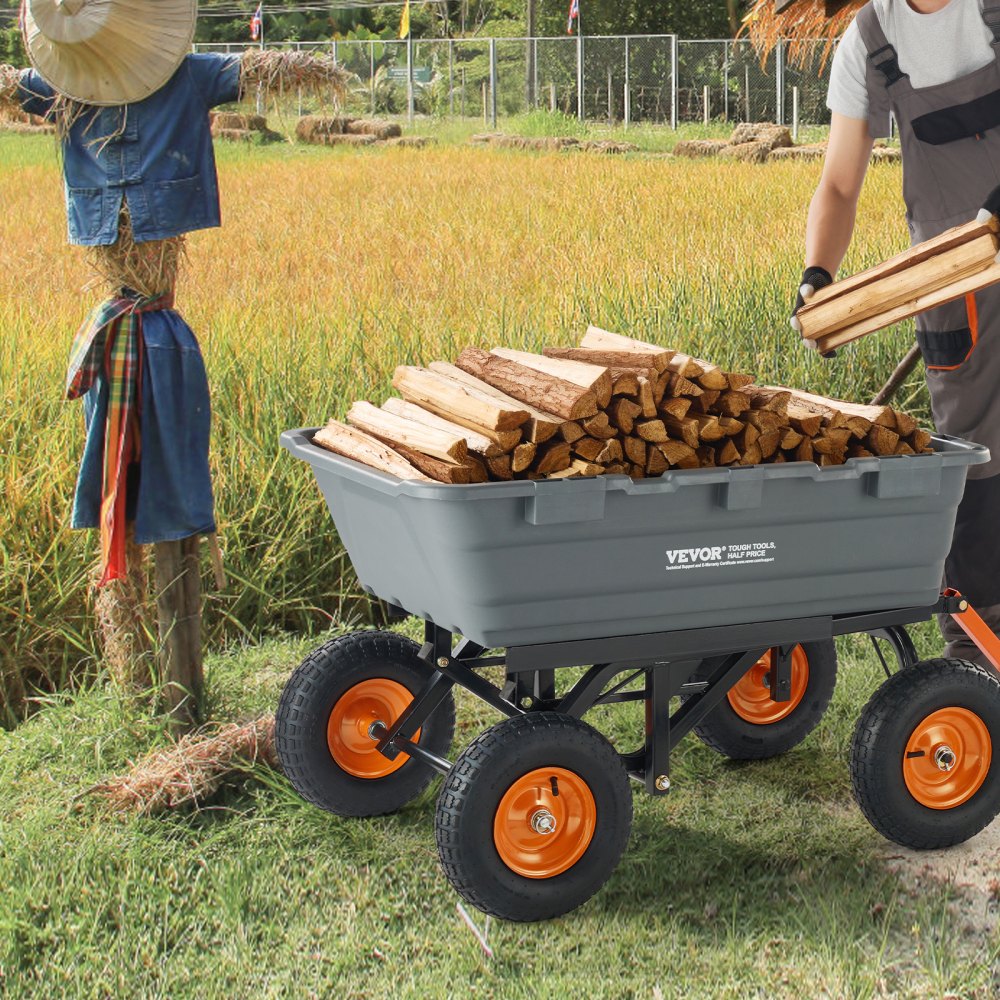 Transportwagen, Gartenwagen mit einfach zu montierendem Stahlrahmen, Gartenwagen mit umwandelbarem 2-in-1-Griff, Mehrzweck-Schubkarre mit 680 Tragfähigkeitssatz, ca. 33 cm Reifen Transportwagen, Gartenwagen mit einfach zu montierendem Stahlrahmen, Gartenwagen mit umwandelbarem 2-in-1-Griff, Mehrzweck-Schubkarre mit 680 Tragfähigkeitssatz, ca. 33 cm Reifen