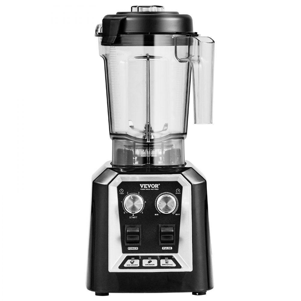 Mixer commercial stand mixer 2200W with plastic container, high-performance mixer power professional mixer kitchen mixer with 3 functions, for frozen drinks, shakes, smoothies and crushed ice, black