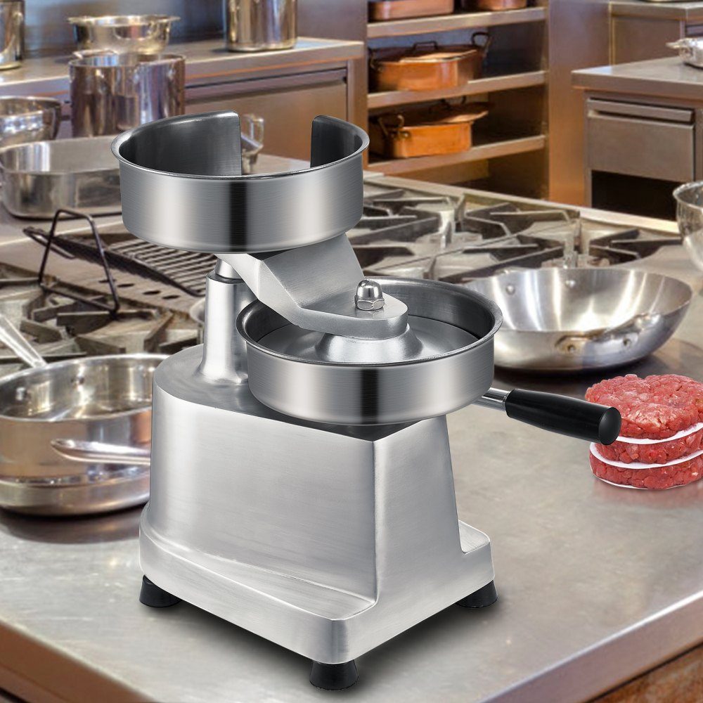 Kommerzieller Burger-Patty-Maker, 150 mm/6 Zoll Hamburger-Rindfleisch-Patty-Maker, robuste, lebensmittelechte Edelstahlschüssel-Burgerpresse, Küchenfleischformmaschine mit 1000 Stück Patty Papi