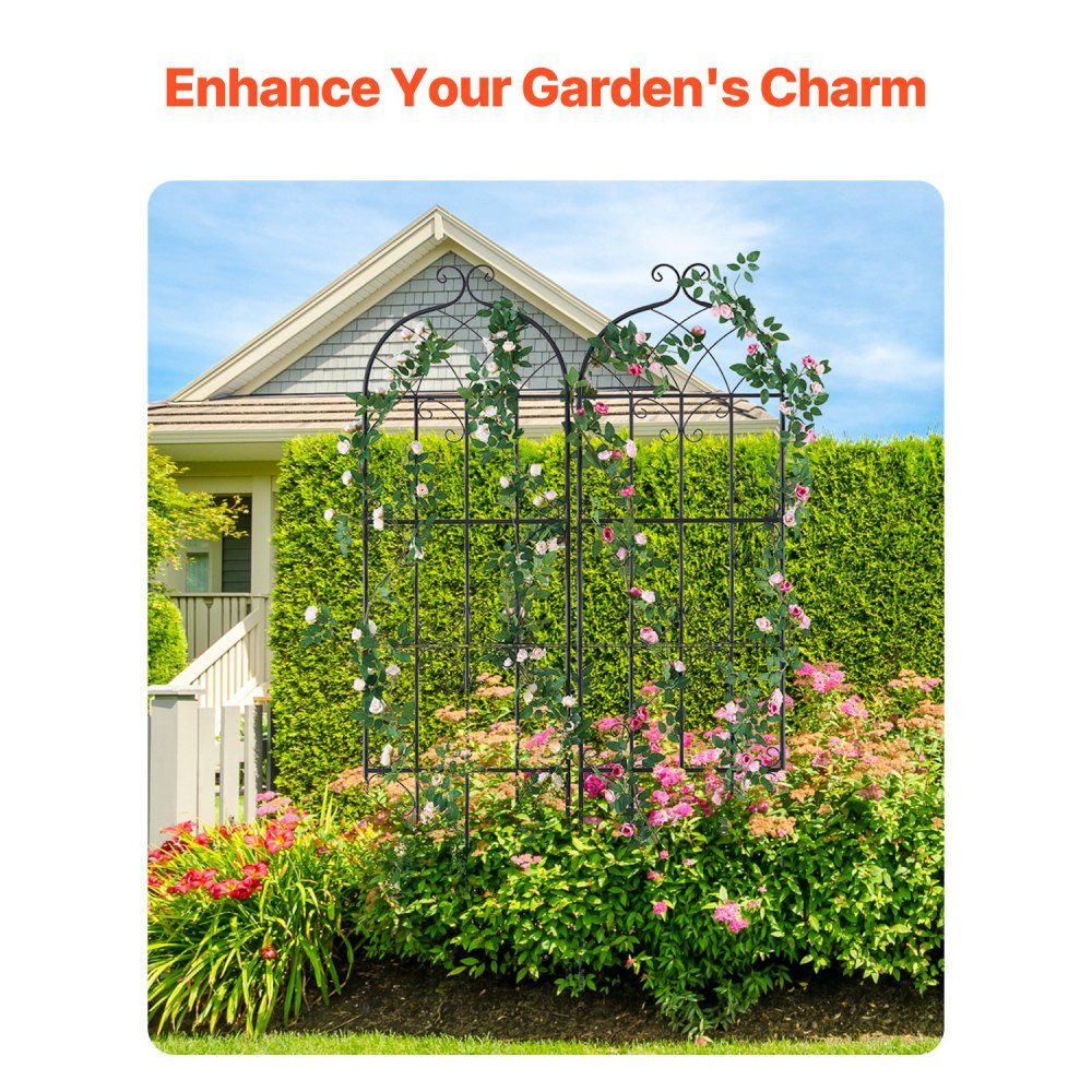 Trellis for Climbing Plants, 51x180 cm, Trellis, Set of 2, Rustproof Metal Trellis for Garden Flowers, Trellis for Roses, Cucumber Support, Decorative Clematis Trellis for Courtyards and Lawns