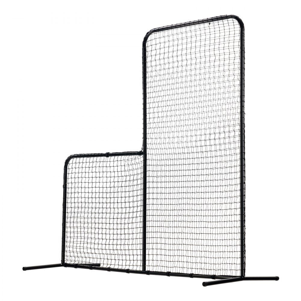 L Shape Baseball for Batting Cage, 84" x 38" x 84" Baseball and Softball Safety Umbrella, Portable Batting Net with Carry Bag and Ground Spikes, Pitching Net to Protect Pitchers, Black