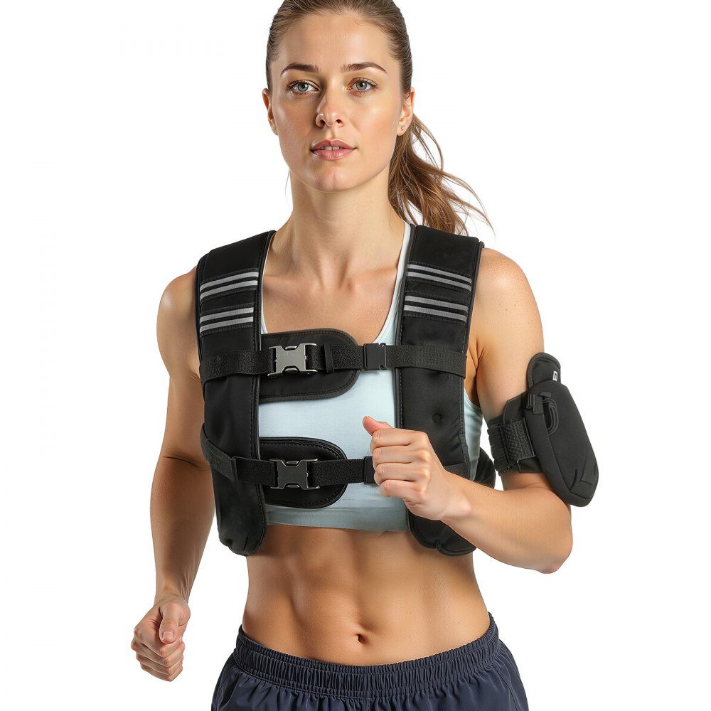 Gilet de poids 11 livres avec bande Réf. léchissante, boucle réglable, gilet de poids pour hommes et femmes, équipement d'entraînement pour la musculation, la course, le jogging, le fitness, la perte de poids