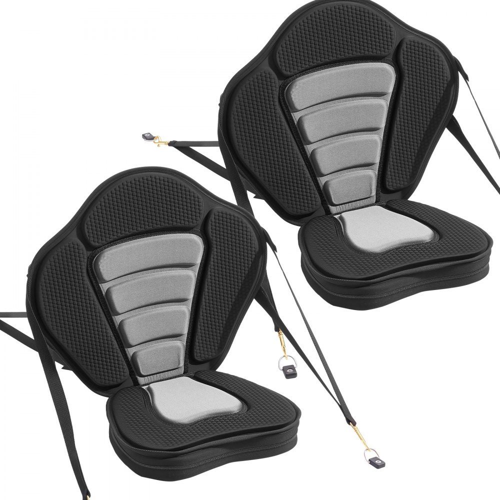 2 x Kayak Seat 53mm Thick Padded Stand Up Paddle Board Seat Boat Seat with Backrest and Storage Bag and Adjustable Strap for Inflatable Kayak SUP Canoe Fishing Boat